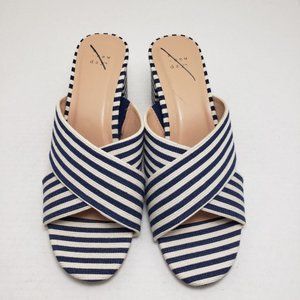 A New Day Striped Blue Open Toe Backless Sandals